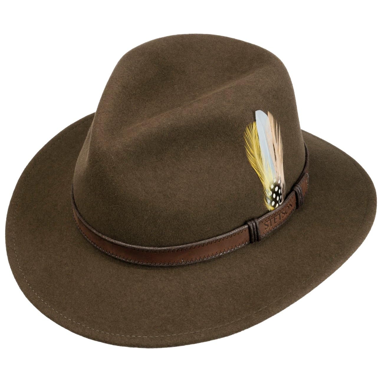 Stetson Sombrero VitaFelt Rutherford Hombre - Made in USA Traveller de Lana con Banda Piel Verano/Invierno Primavera Verano Otoño Invierno