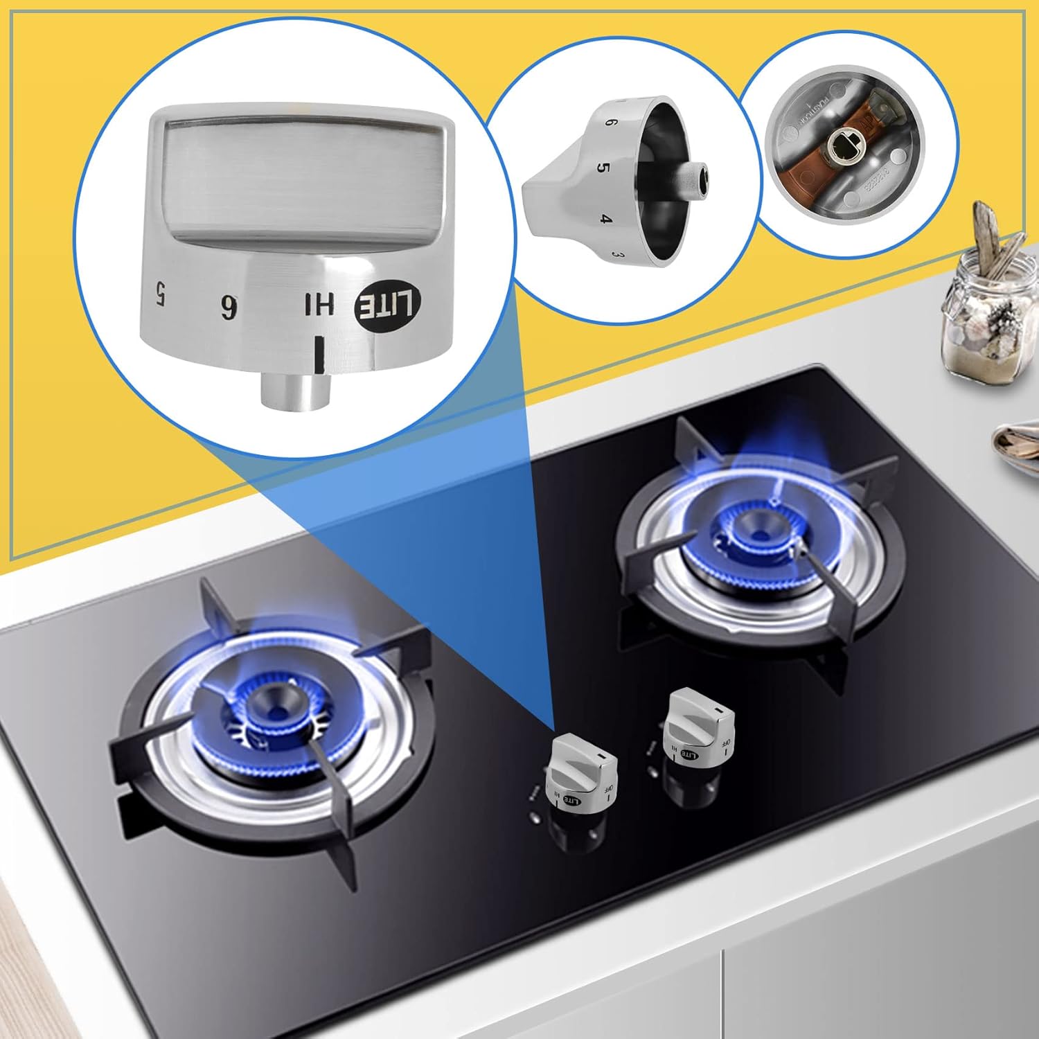 5Pcs 318282310 Range Knob Plastic Material Compatible with Gas Cooktop Knob ， Elite Gas Range Knob AP3774164, 1062940, AH979119, EA979119, PS979119，PD00025606