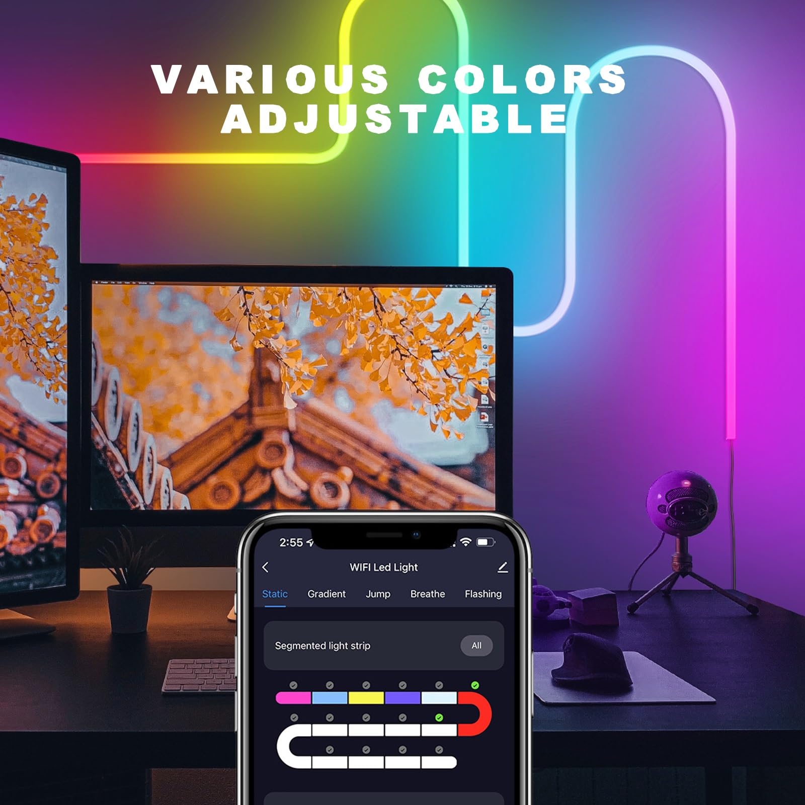 Lumières LED Temporisées Pour TV Bande Lumineuse LED À Luminosité Réglable, DIY Modes Multiples 16 Millions De Couleurs Réglables Convient À L'arrière-plan De La TV, À La Décoration De La Maison(5m)