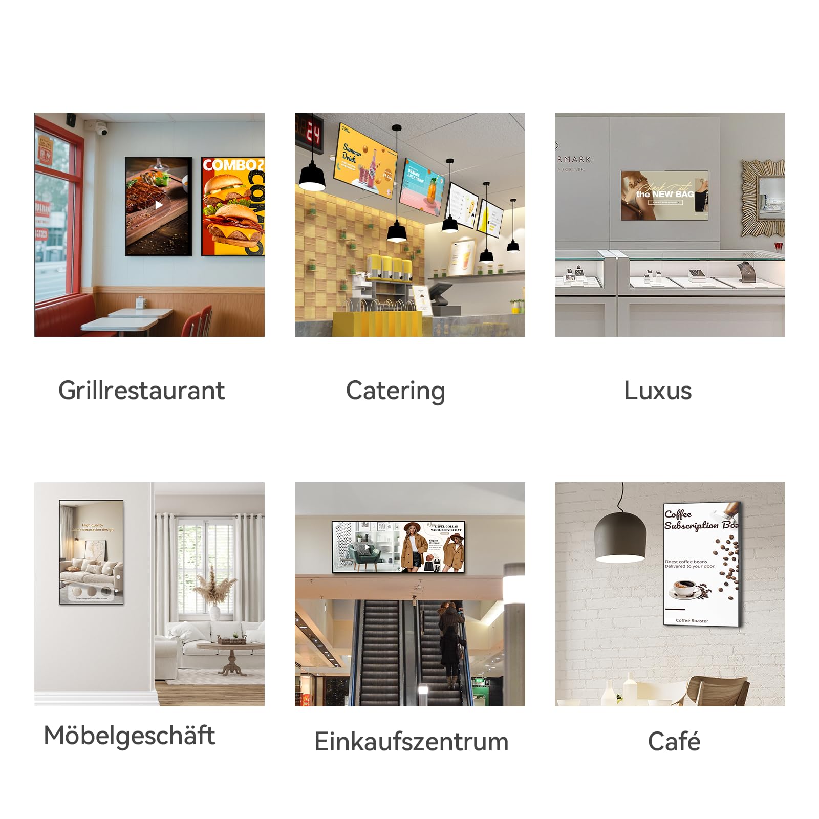 21,5 Zoll Digital Signage Display, 2K FHD, 700 Nits, HDMI/WLAN | Wandmontiertes 2K Werbedisplay mit 700 Nits für Restaurants, Einzelhandel und Unternehmen brillante Inhalte rund um die Uhr.