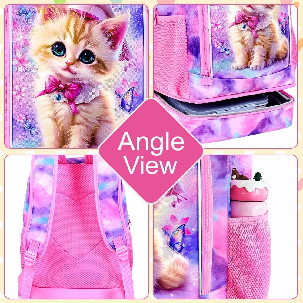 AGSDON 2-in-1 Kids Backpack for Girls,School Bookbag with Lunch Bag,17" Water Resistant Backpack for Preschool Elementary Student - Image 5