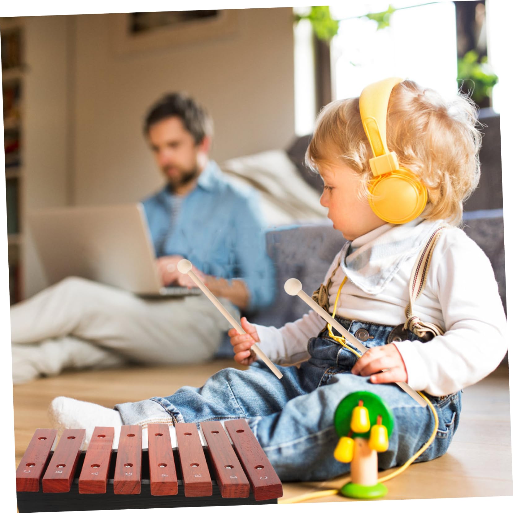 YARNOW Xilofono in Legno 8 Note per Bambini Piccoli con Bacchette, Strumento a Percussione per Principianti, Didattico per Asilo e Casa, Regalo Educativo Musicale Colore Casuale