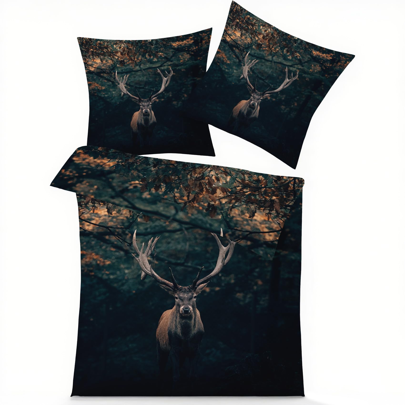 Housse de couette 155 x 220 d'été en microfibre respirante motif animaux de la forêt