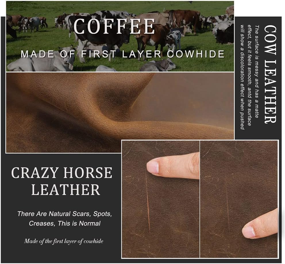 CONTACTS Mens Clutch Bag Leather Wallet, Crazy Horse Leather Vintage Clutch Wallet for Men Travel Wristlet Handbag Card Holder Phone Checkbook Purse - Image 7