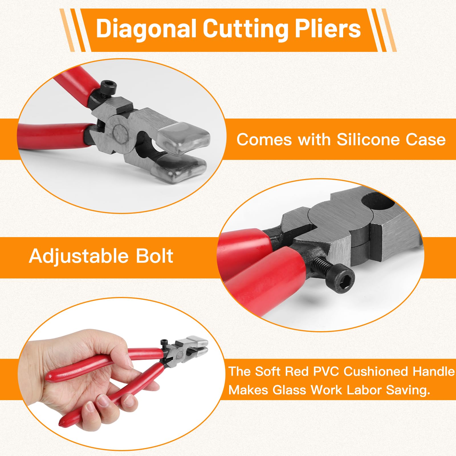 LALAGO 8pcs Cortador de Vidrio para Botellas, Alicates para Romper y Rejuntar Vidrio, Juego de Alicates para Correr Vidrio con 2 Cabezales de Corte de Repuesto, Tubo de Goteo para Azulejos de Mosaico