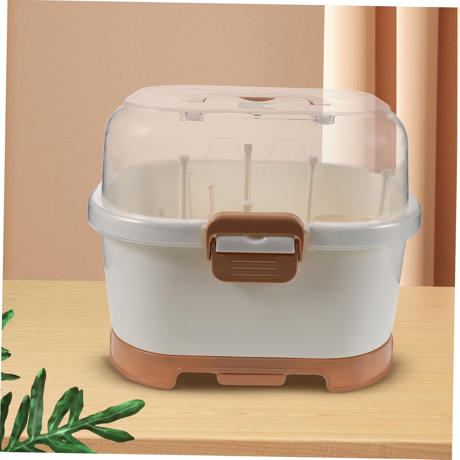 BESPORTBLE Portable Bottle Drying Rack with Lid Cover, Plastic Bottle Storage Organizer for Feeding Tools and Utensils, Space-Saving Design for Travel and Compact Living