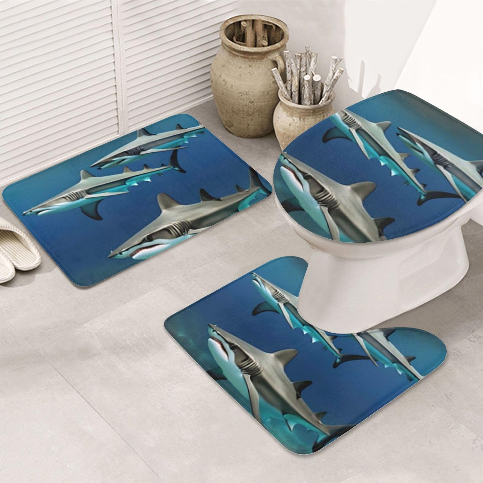 Tapis de salle de bain motif requin pour une décoration marine originale