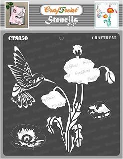 CrafTreat Reusable Layered Poppy Flower Stencils 6x6 Inch for Painting on Wood, Canvas, Paper, Fabric, Wall and Tile DIY Art and Craft Stencils for Painting Flowers Garden