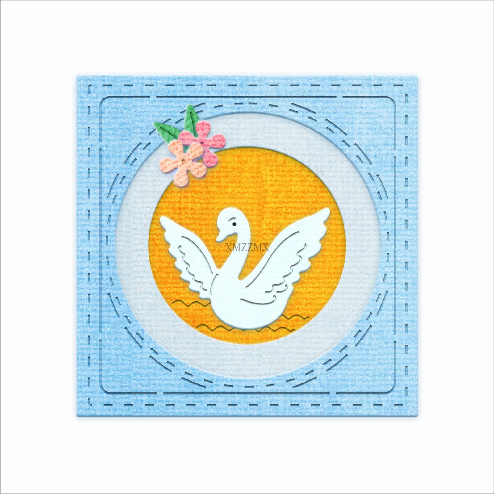 XMZZMX Shadow Swans Flowers Metal Cutting Dies for Card Making, Paper Embossing Die-Cuts Kit Storage Pockets Supplies, Scrapbooking Stencils