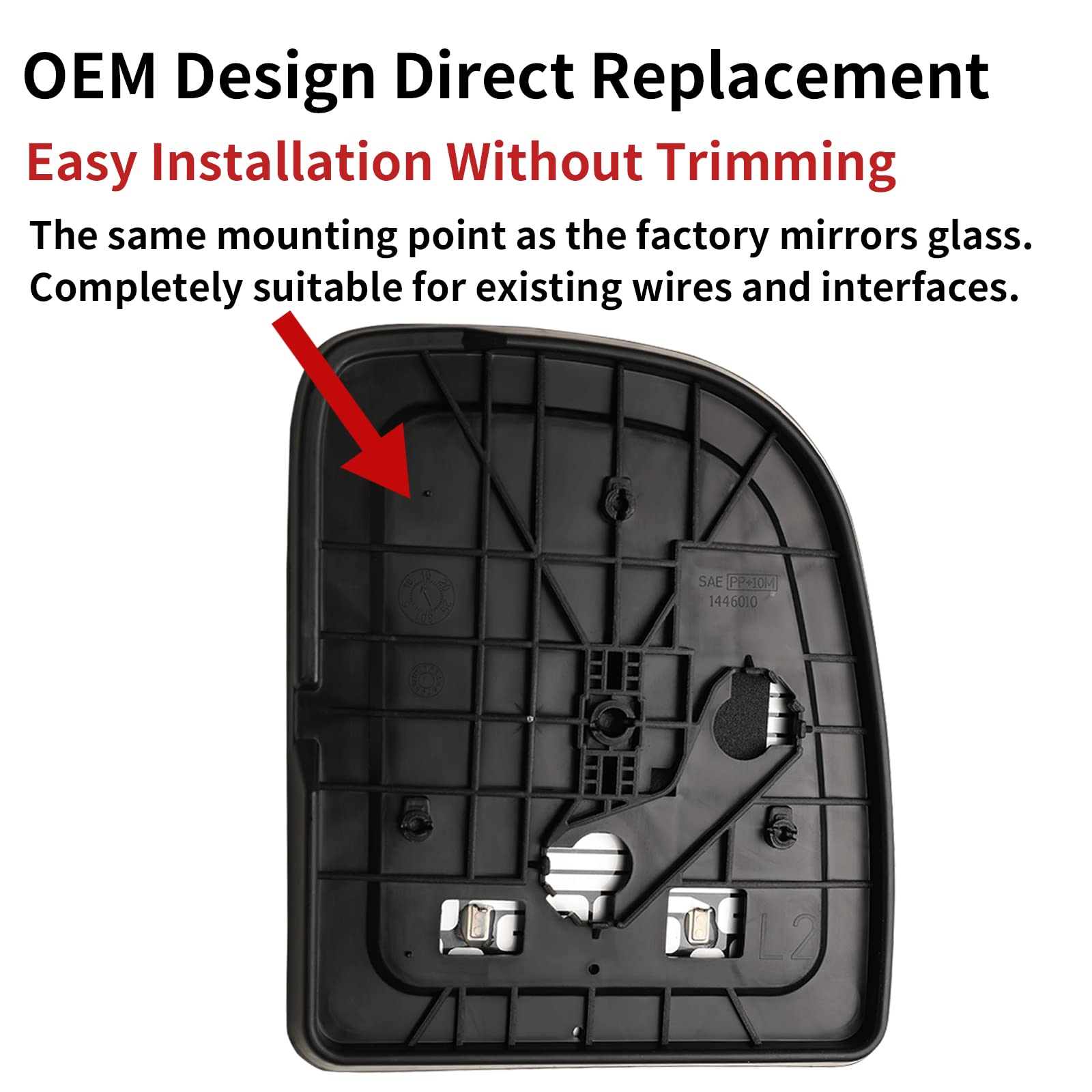 LOIYLLEN Driver Side Mirror Replacement for 2002-2014 Ford E150 E250 E350 E450, 1999-2007 Ford F250 F350 F450 F550, 2000-2005 Ford Excursion - Towing Mirror Glass, Left Rear View Mirror with Heated