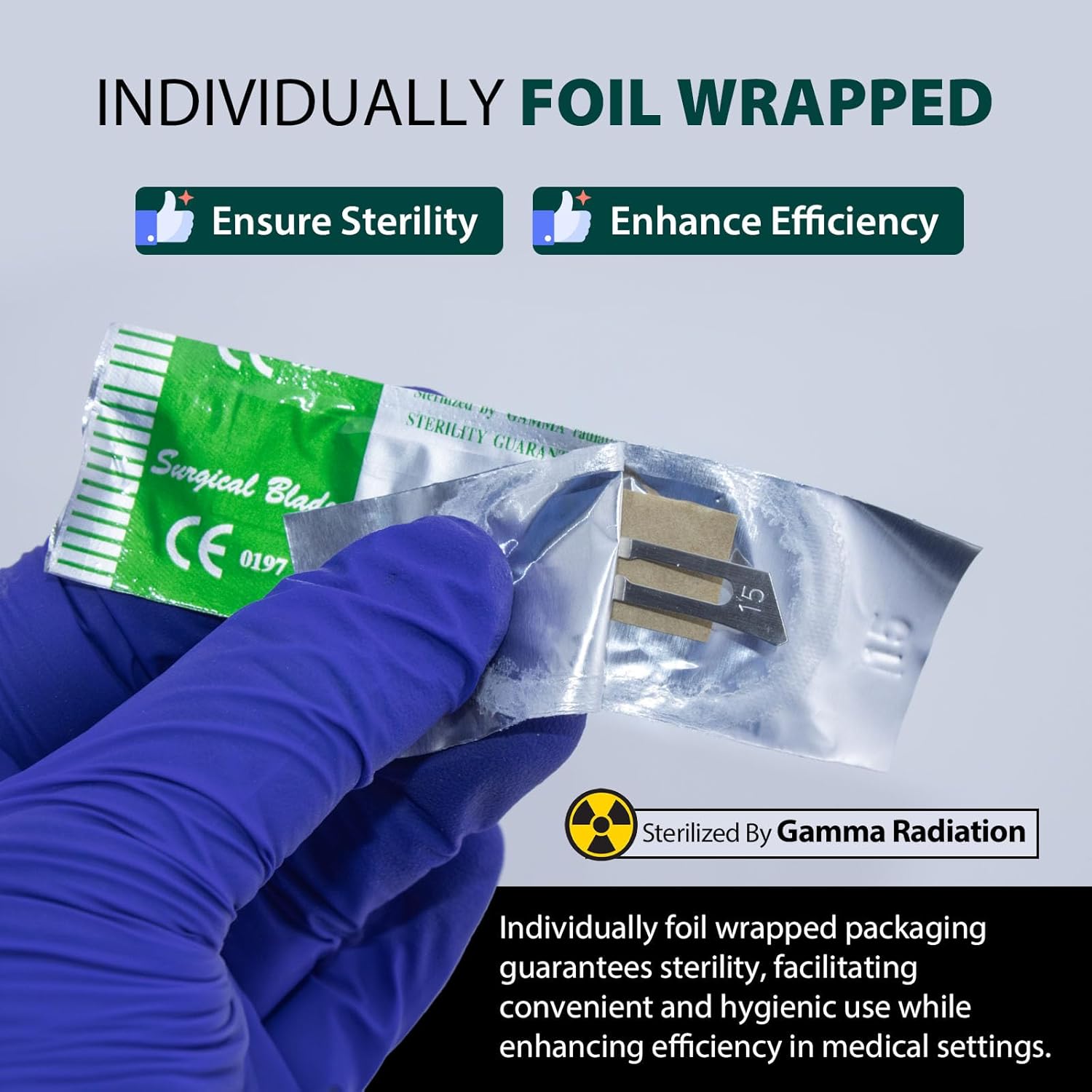 500 Pcs Surgical Blades #15 by Vastmed | Stainless Steel Sterile Scalpel Blades Individually Wrapped