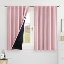 BGment 100% Blackout Curtains 48 Inch Long for Small Window, 2 Panels, Pink