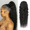 Adette 12 Inches Curly Ponytails Human Hair Drawstring Ponytail Extension Kinky Curly Clip in Pony Tail Hair Extensions Hair Pieces for Black Women Natural Black