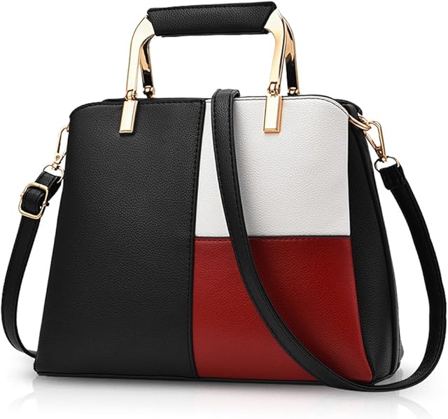 Nicole&Doris Women Handbags Top Handle Bag with Long Strap Crossbody Messenger Bag Tote Satchel for Ladies PU Leather Black