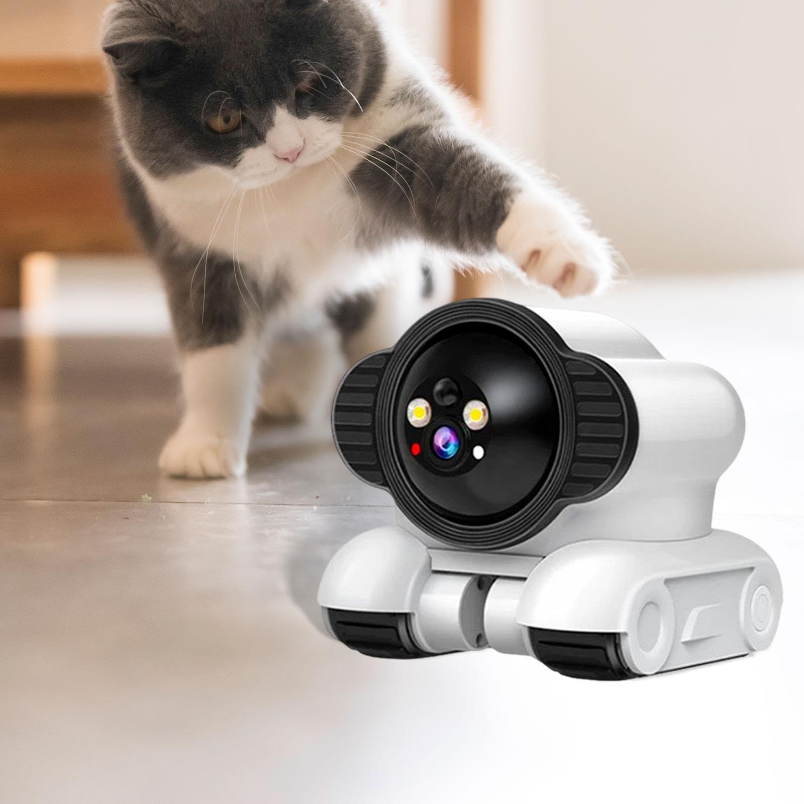 Cámara Robot con Ruedas para Interiores, cámara de Seguridad móvil portátil para Mascotas, Gatos, Perros y guarderías, Wi-fi