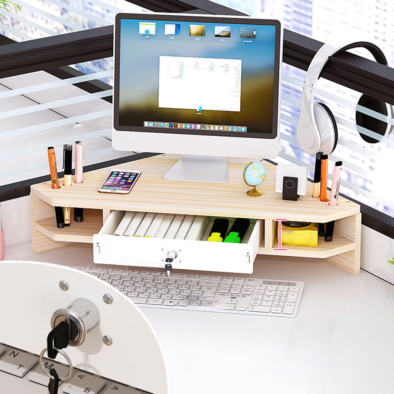 Rehausseur d'écran ergonomique en bois d'érable chaleureux