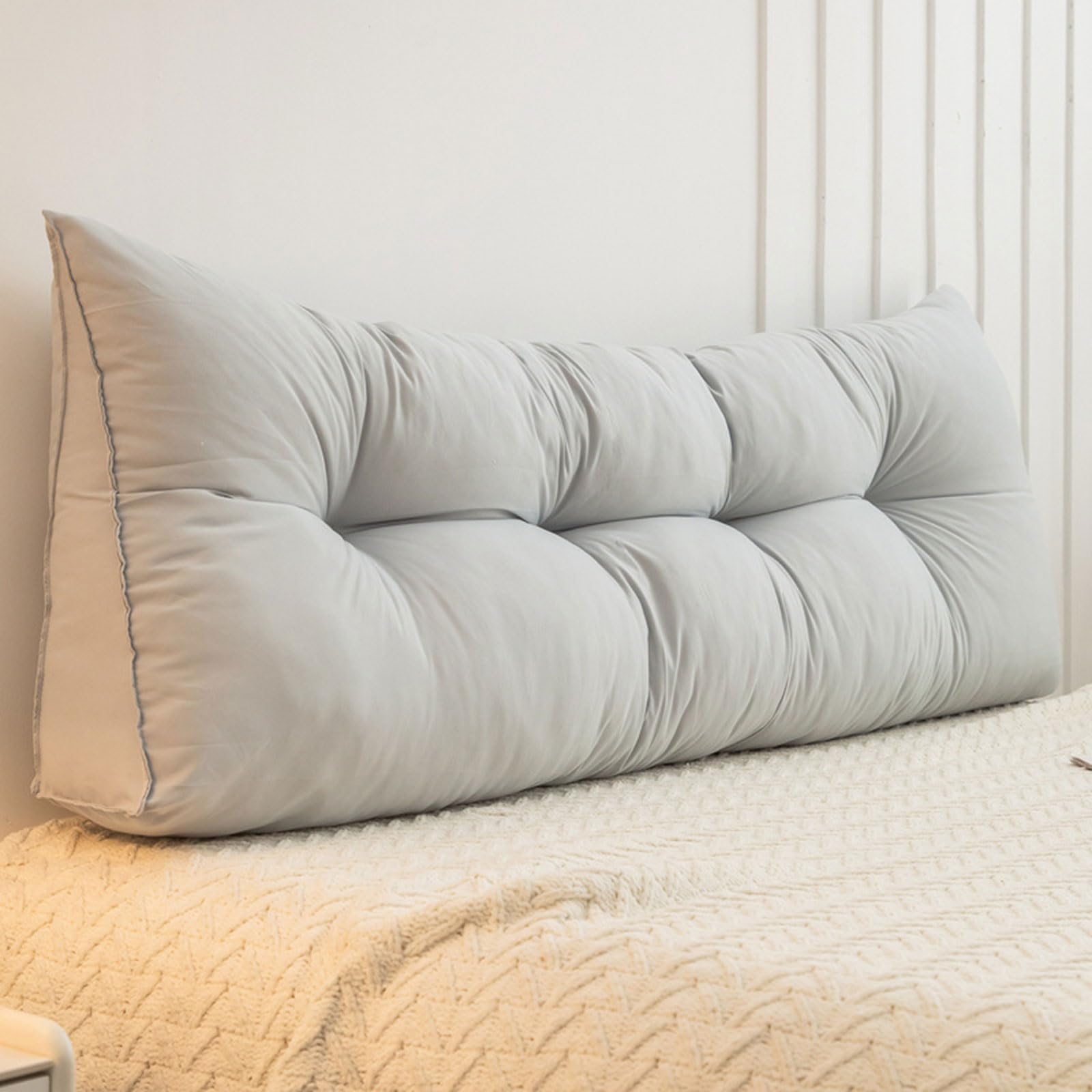 Wedge Pillow Double Single Bed Headboard Pillow Back Support Cushion Soft Washed Cotton Upholstered Reading Pillows, Headboard Cushion for Bed Sofa Tatami, Lumbar Back Rest Bolster(120x50x15cm,Gray2)