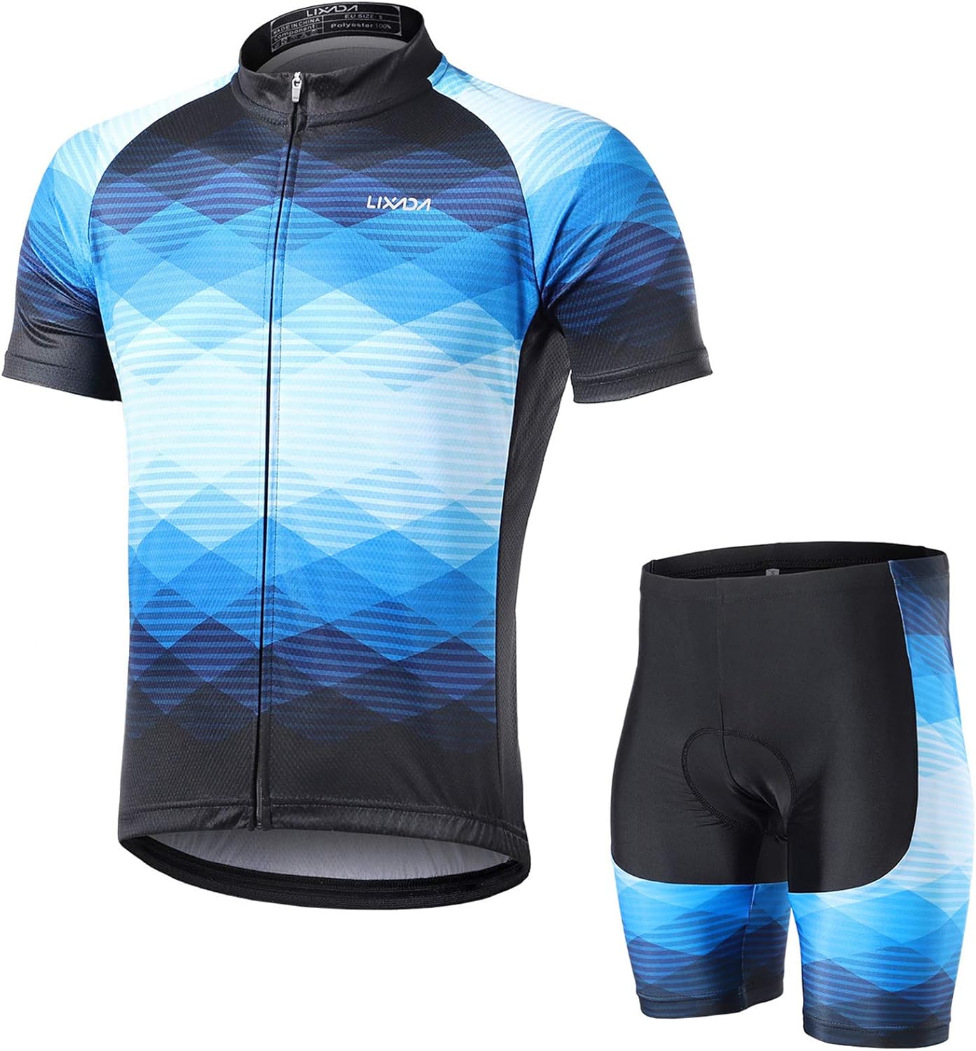 Lixada Men's Cycling Jersey Set Bicycle Short Sleeve Set Quick-Dry Breathable Shirt+3D Cushion Shorts Padded Pants/Bib Short : Clothing, Shoes & Jewelry