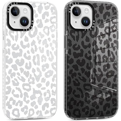 2 Pack Cheetah Print Cases for Apple iPhone 13 / iPhone 14 Case 6.1 inch, Clear Cute Coquette Fashion Leopard Patterns for Girls Women Funda with Shockproof Protection Silicone Soft TPU Cover