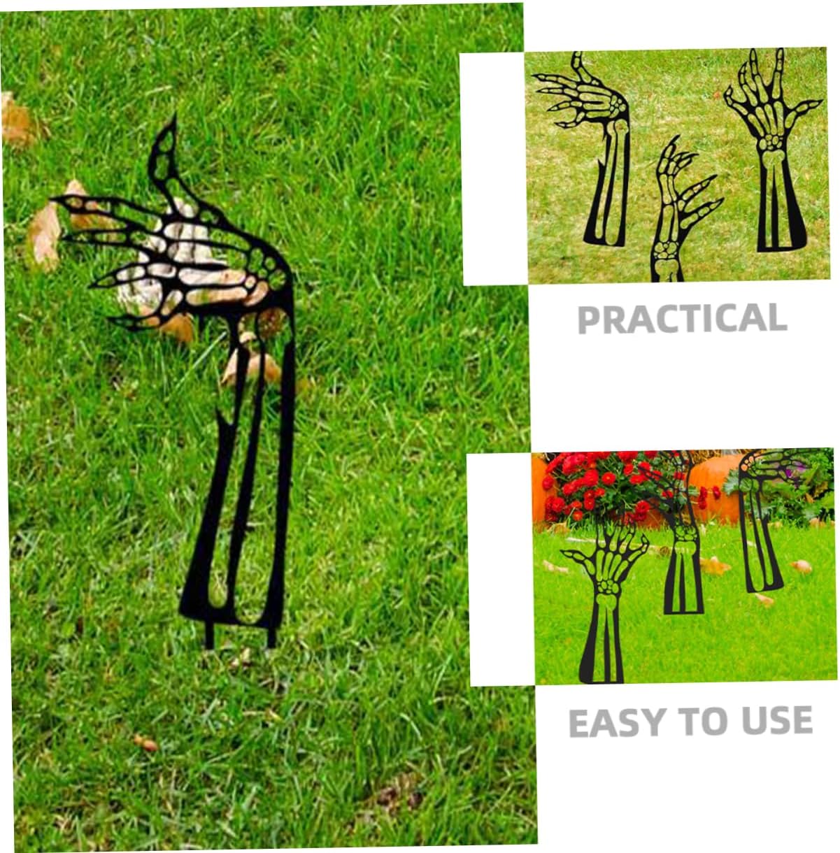Abaodam 3pcs Halloween Garden Stake Vintage Skeleton Hand Decoration for Outdoor Halloween Party Sign Stakes to Create Spooky Atmosphere