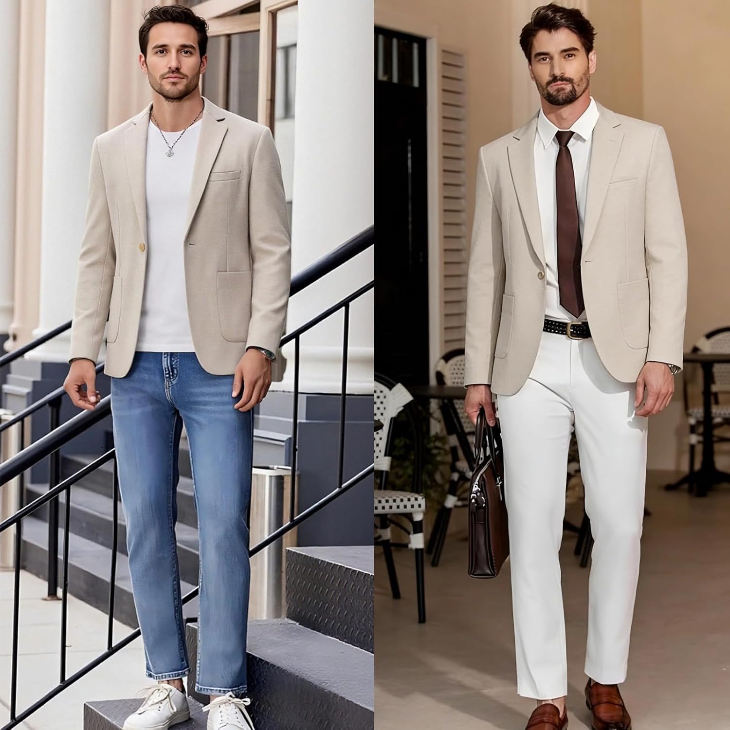 Mens Casual Blazer One Button Suit Jacket with Pockets Lightweight Sport Coats for Business Office Party