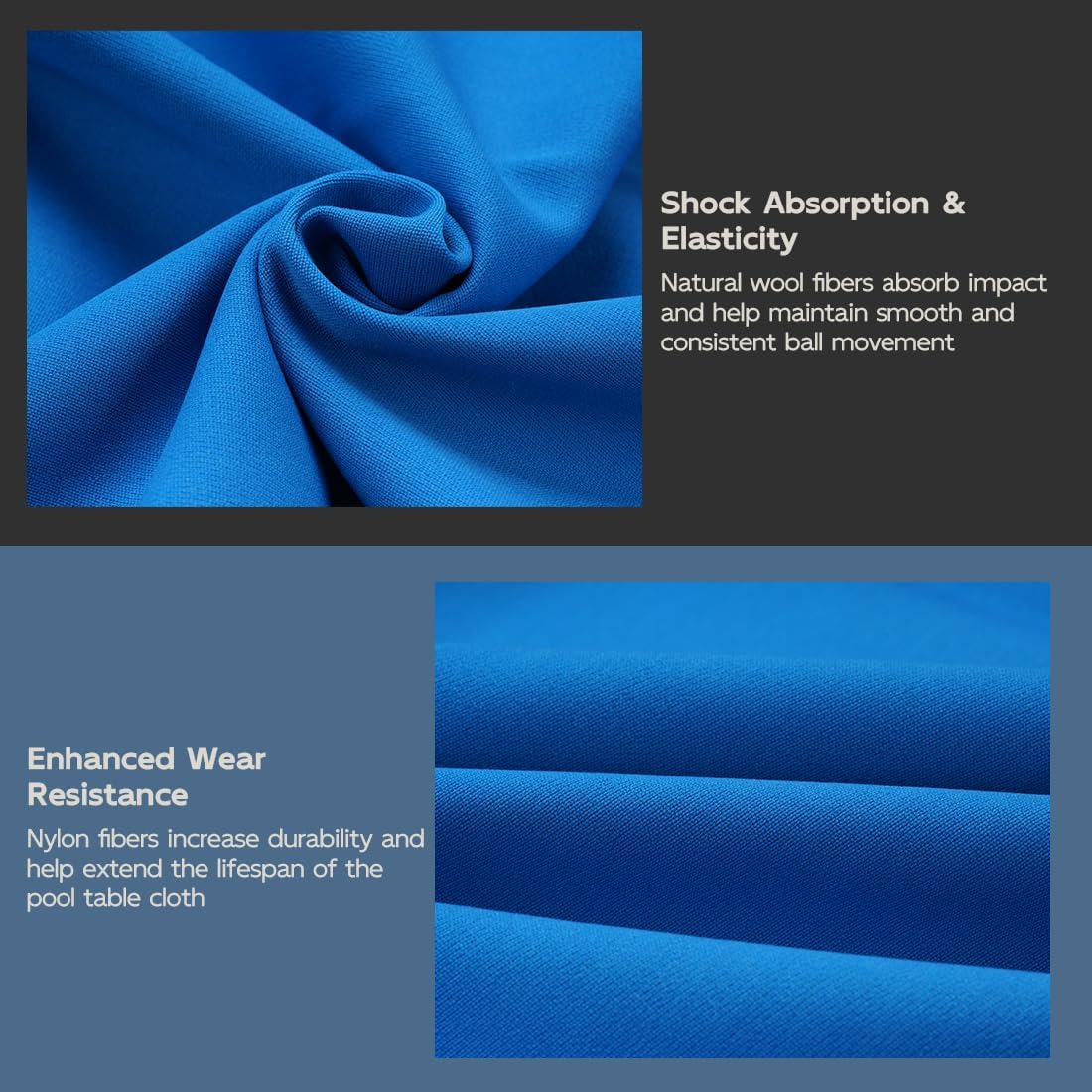 KONLLEN 9ft Pool Table Felt, 80/20 Wool Nylon Blend Billiard Table Cloth with Pre-Cut Strips, Professional Replacement Felt for Home & League Play