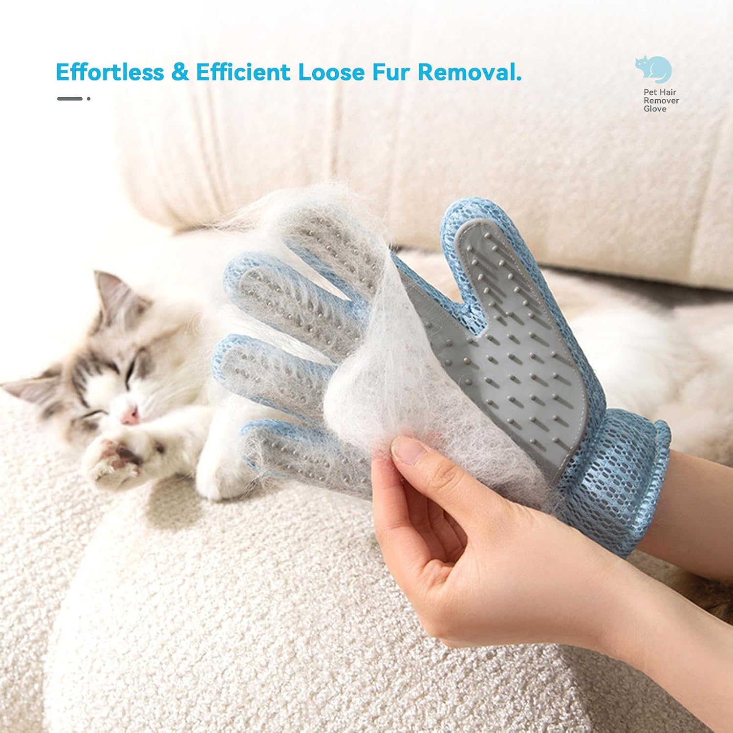 Pet Hair Remover Glove for Dogs & Cats, Upgraded 2-in-1, Double-Sided Usable, Gentle Deshedding Grooming Brush, Pet Hair Removal Tool for Furniture, Couch, Carpet, Car Seats, 1 Count