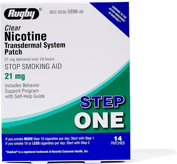 Rugby Clear Nicotine Patches 21mg 14 Count
