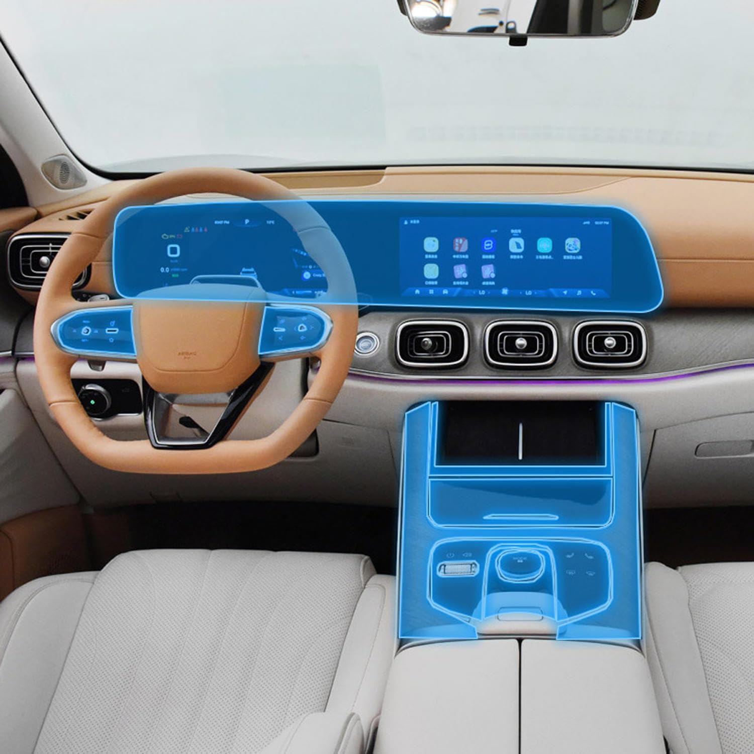 LAVIYE Car Interior Center Console Transparent TPU Protective Film Anti-Scratch Film PPF，for Chery Tiggo 9 2023