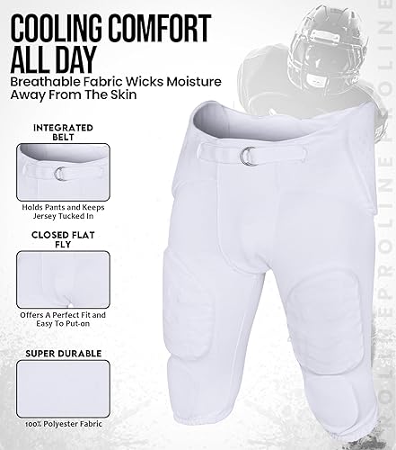 Miniatura 2 de Exxact Sports Proline Men's Integrated Football Pants with 7 Flex Pads, Lightweight Football Practice Pants for Protection