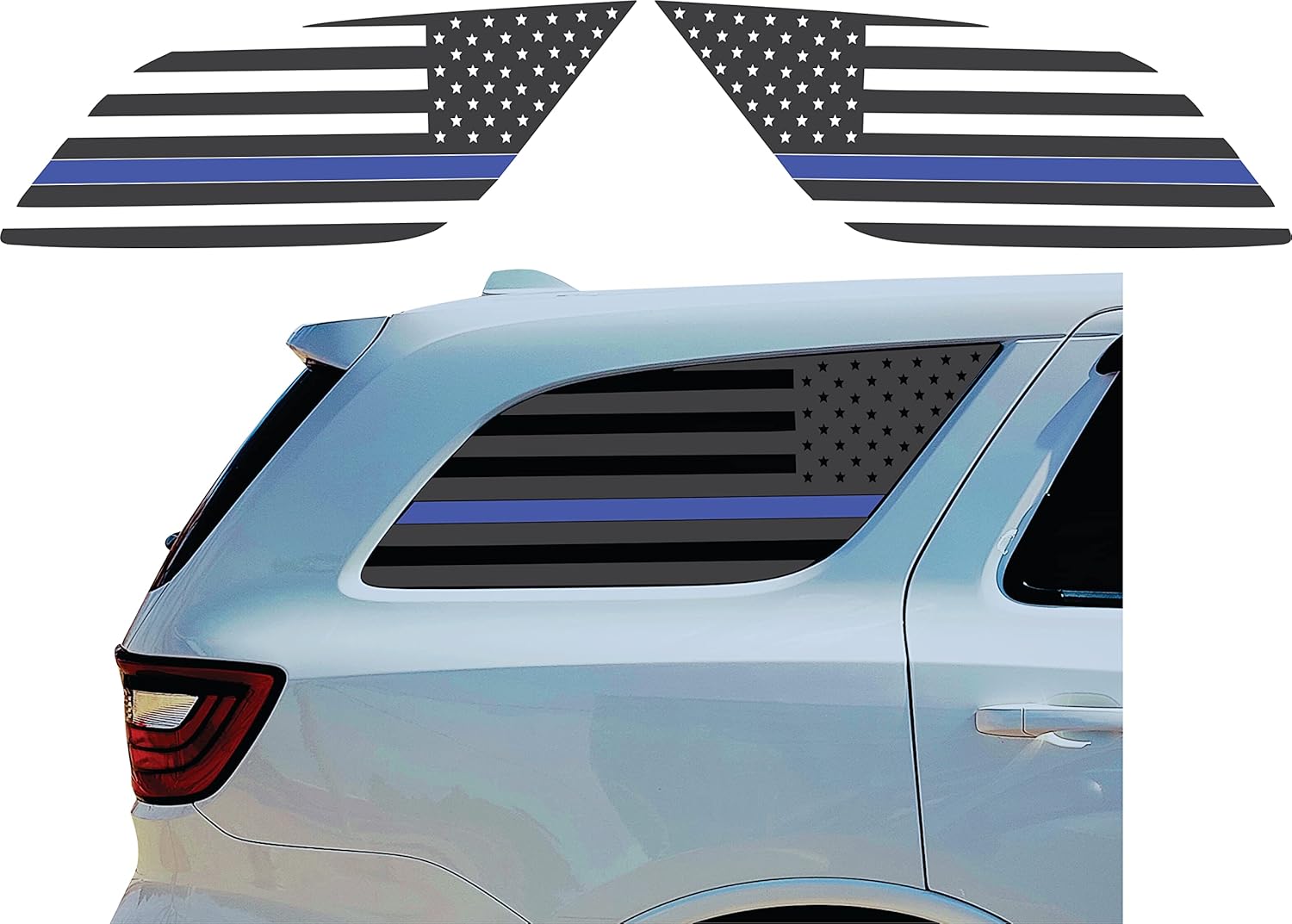 Compatible with Dodge Durango 2014-2026 | Precut American Flag Window Decals | Both Side | Proudly Made in The USA | Matte Black (Solid)