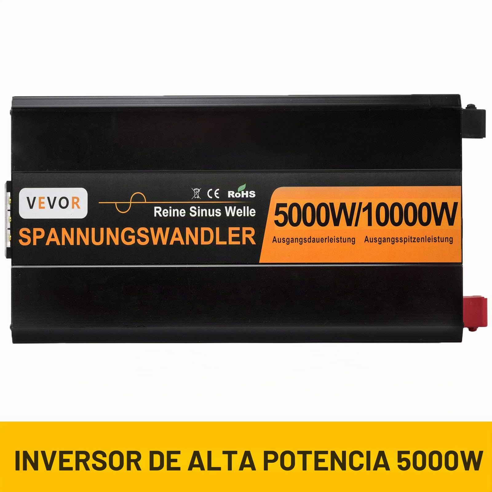 VEVOR Inversor de Onda sinusoidal Pura, 5000W 10000W, convertidor de Voltaje DC 24V a 230V AC LCD USB Ventilador de enfriamiento de Alta Velocidad de Aluminio con Control Remoto por Cable
