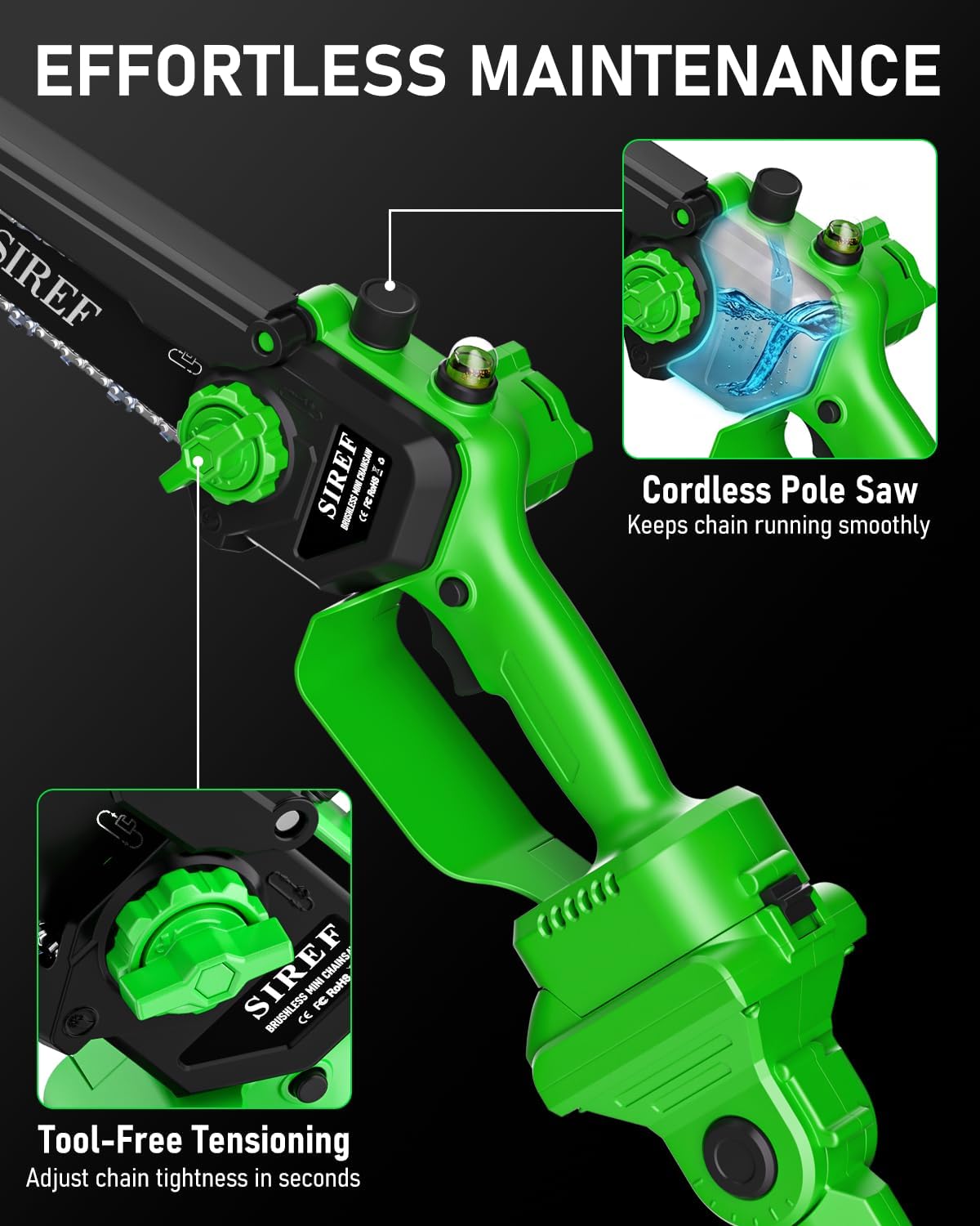 2-in-1 Electric Pole Saw 6inch Mini Chainsaw Cordless Brushless 2x4.0Ah Batteries Fast photo 5