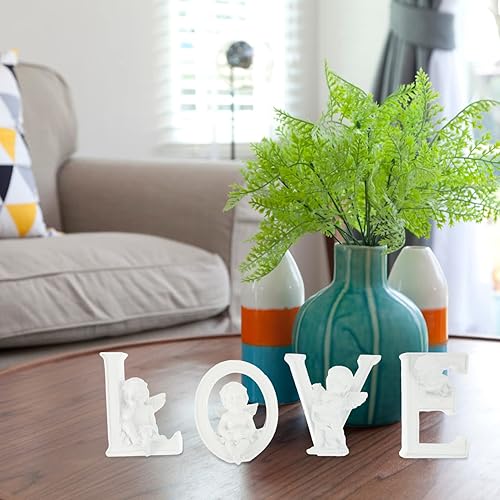 Miniatura 6 de Abaodam 1 juego de 4 letras de San Valentín, estatua de animales, escultura de animales, baño, patrón romántico, mesa de pared, ángeles, recorte de