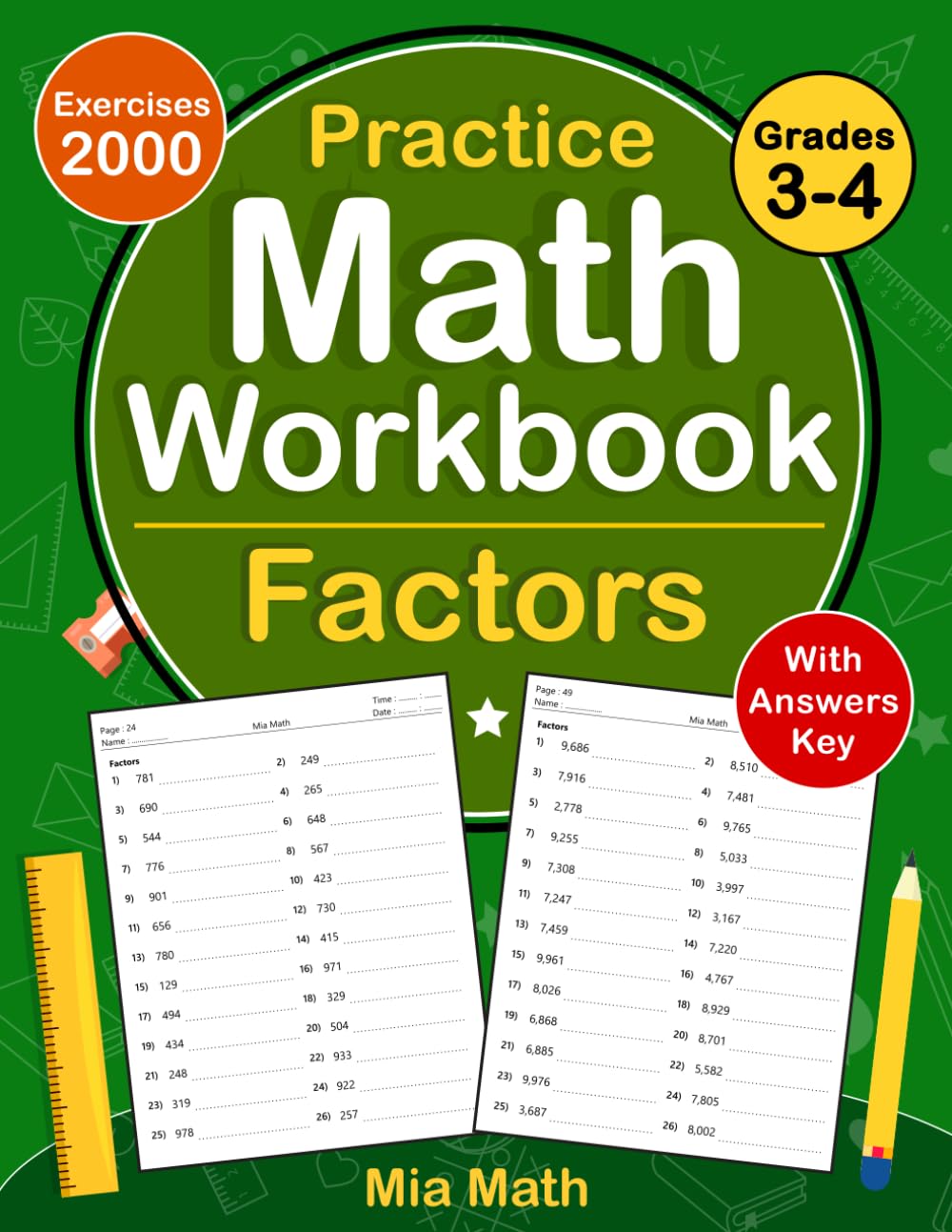 Factors Workbook For Grades 3-4 With Answers Key: Factors Math Practice Workbook For 3rd And 4th Grade With 2000 Exercises | Factors Worksheet For Grades 3-4