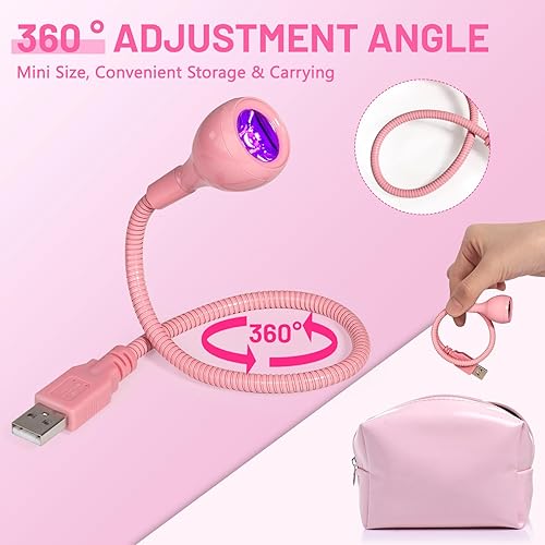 Miniatura 44 de AORAEM Lámpara LED UV para uñas: lámpara U V de cuello de cisne de doble cabeza para uñas de gel, luz LED de curación flash con 6 lupas para el Negro