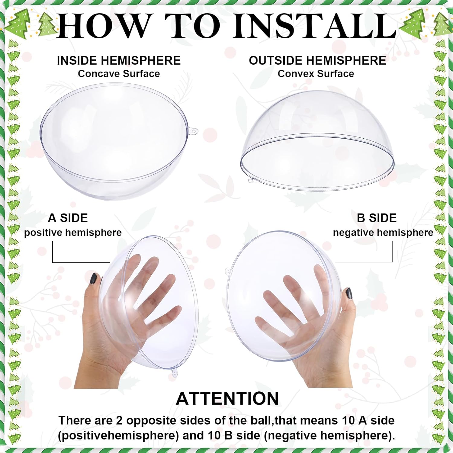 Syhood 10 Pcs 6.3 Inch Large Clear Fillable Christmas Ornaments Balls Christmas Oversized Balls DIY Fillable Shatterproof Clear Plastic Ornament for Xmas Ornaments Party Decor Crafts