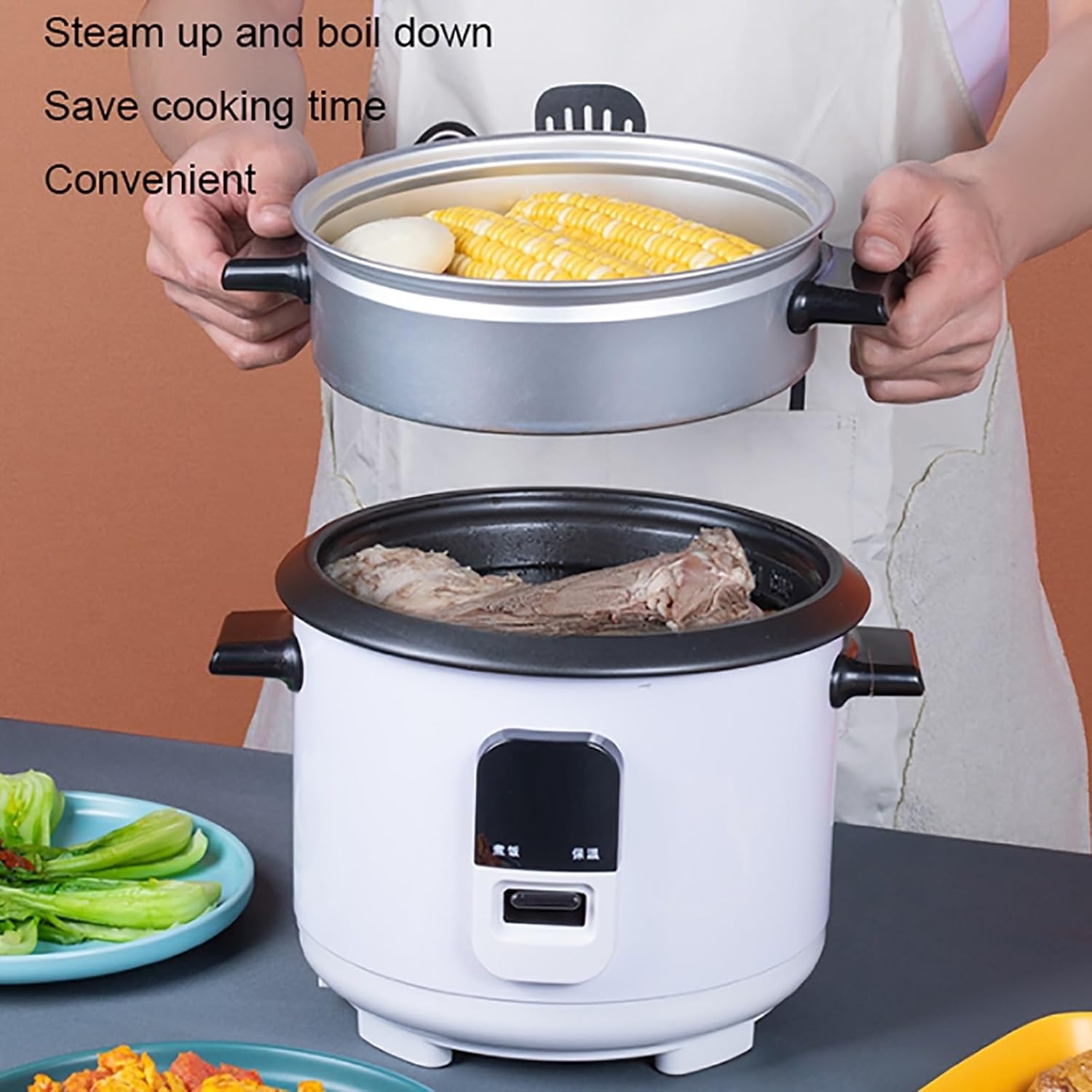 Rice Cooker with Steamer (2-6L) Smart Insulation, Household Multifunctional Non-stick Cookware, for 1-8 People 220-240V US/EU(5l)