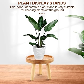 Mini Wooden Stool Plant Stand Flower Pot Base Holder Stool High Stool Balcony Round Flower Shelf for Indoor Outdoor, 8.5cm x 7cm