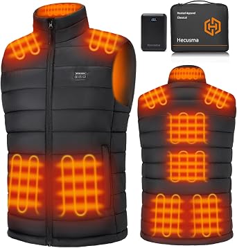 Graphene Heated Vest for Men with Battery Pack Included 16000mAh 7.4V, Mens Heated Vests Lightweight Cycling