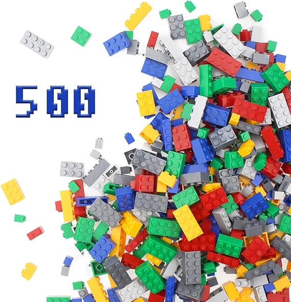 Building Blocks 500 Pieces Set, Building Bricks Creative DIY Interlocking Toy Set Random Colors Mixed Shape ABS Puzzle Construction Toys Set for Kids and Toddlers Age 6+ (500 PCS)