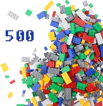 Building Blocks 500 Pieces Set, Building Bricks Creative DIY Interlocking Toy Set Random Colors Mixed Shape ABS Puzzle Construction Toys Set for Kids and Toddlers Age 6+ (500 PCS)