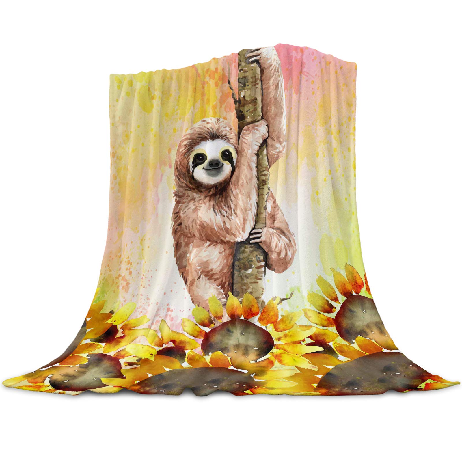 Amazon.com: Flannel Fleece Throw Blanket-Sunflower Watercolor Sloth,Cozy  Plush Microfiber Throw Blankets-Lightweight Reversible Soft Warm Blanket,All  Season Bed Blankets for Couch Sofa Throw 40x50 Inch : Home u0026 Kitchen
