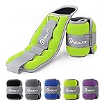 NEALFIT Ankle Weights for Men Women Kids, Leg Arm Wrist Weights with Adjustable Strap for Running, Gymnastics, Aerobics,Gym, Fitness (Green, 1 lb x 2 (2LB Pair))