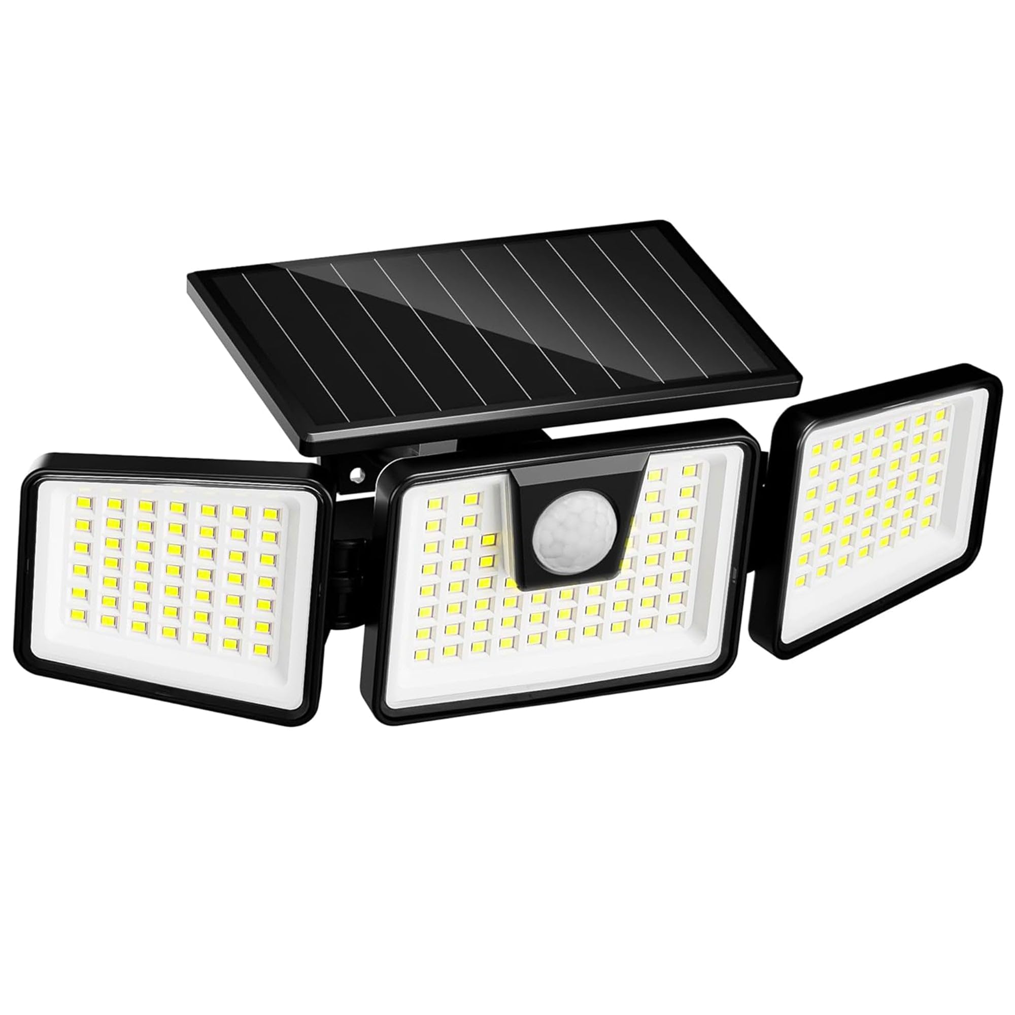 Lumisky Spot solaire 3 têtes noir éclairage puissant LED blanc FALCON H9.3cm avec détecteur de mouvement orientable