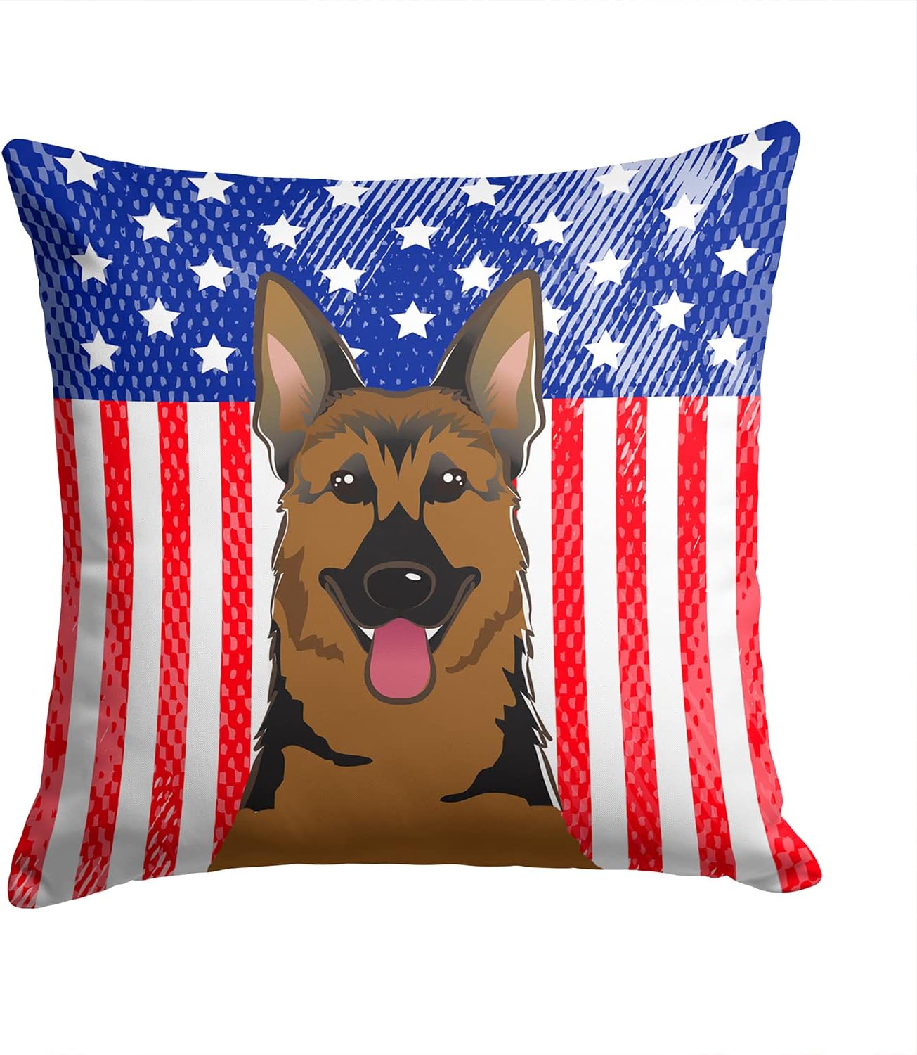 Caroline's Treasures BB2141PW1414 American Flag and German Shepherd Fabric Decorative Pillow Machine Washable, Indoor Outdoor Decorative Pillow for Couch, Bed or Patio, 14Hx14W