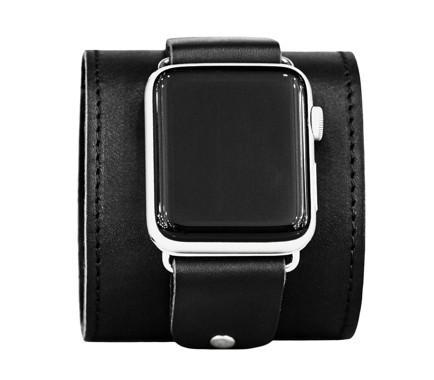 wide stitched Leather cuff band compatible with Apple watch 38mm 40mm 41mm 42mm 44mm 45mm 46mm 49mm, Handmade UA 1363st