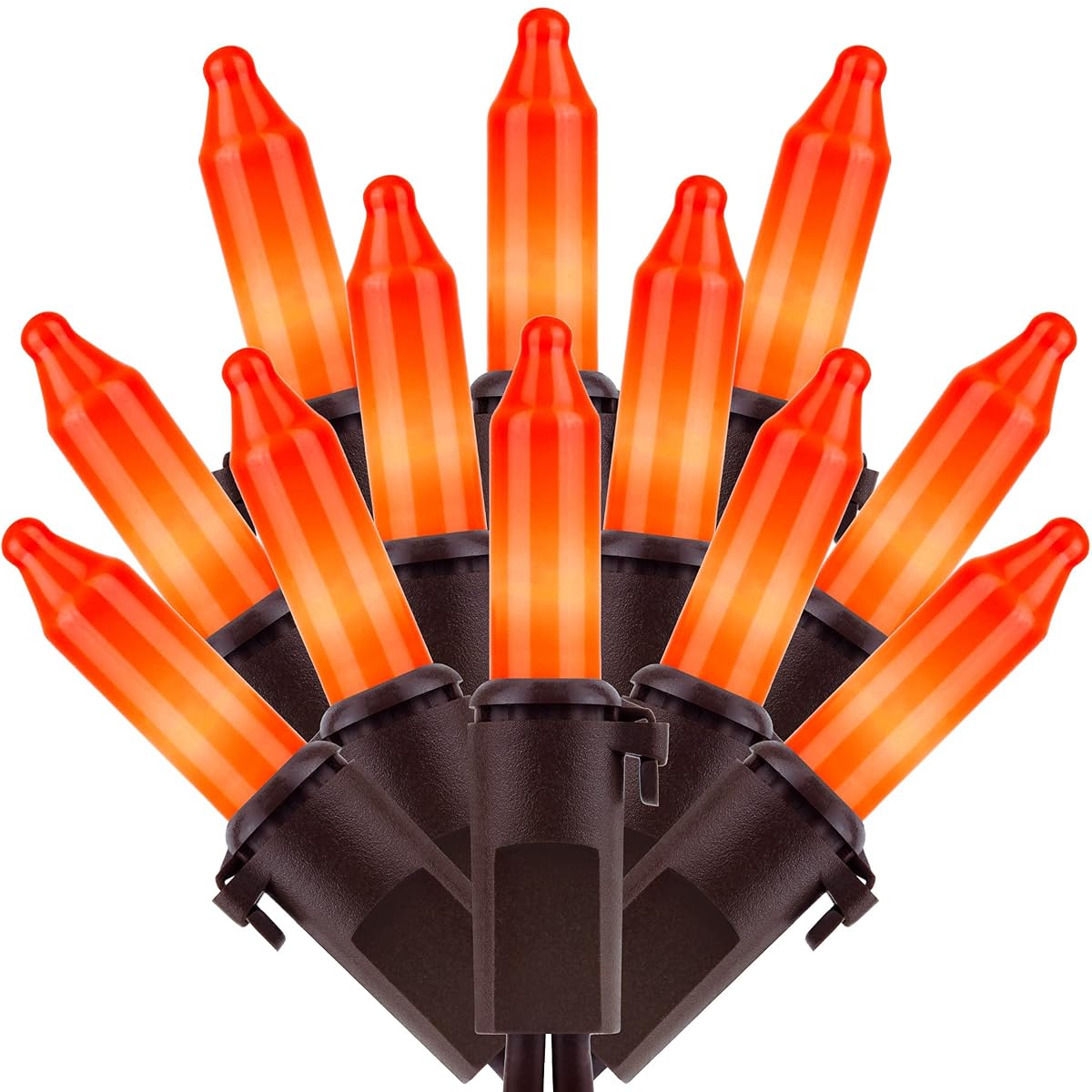 SWEET SHINE Orange Christmas Lights, 200 Count, 33 ft Brown Wire, UL Listed,