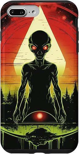 Miniatura 19 de iPhone 14 Pro Max Cute Green Alien Head UFO Space Face Alien Case