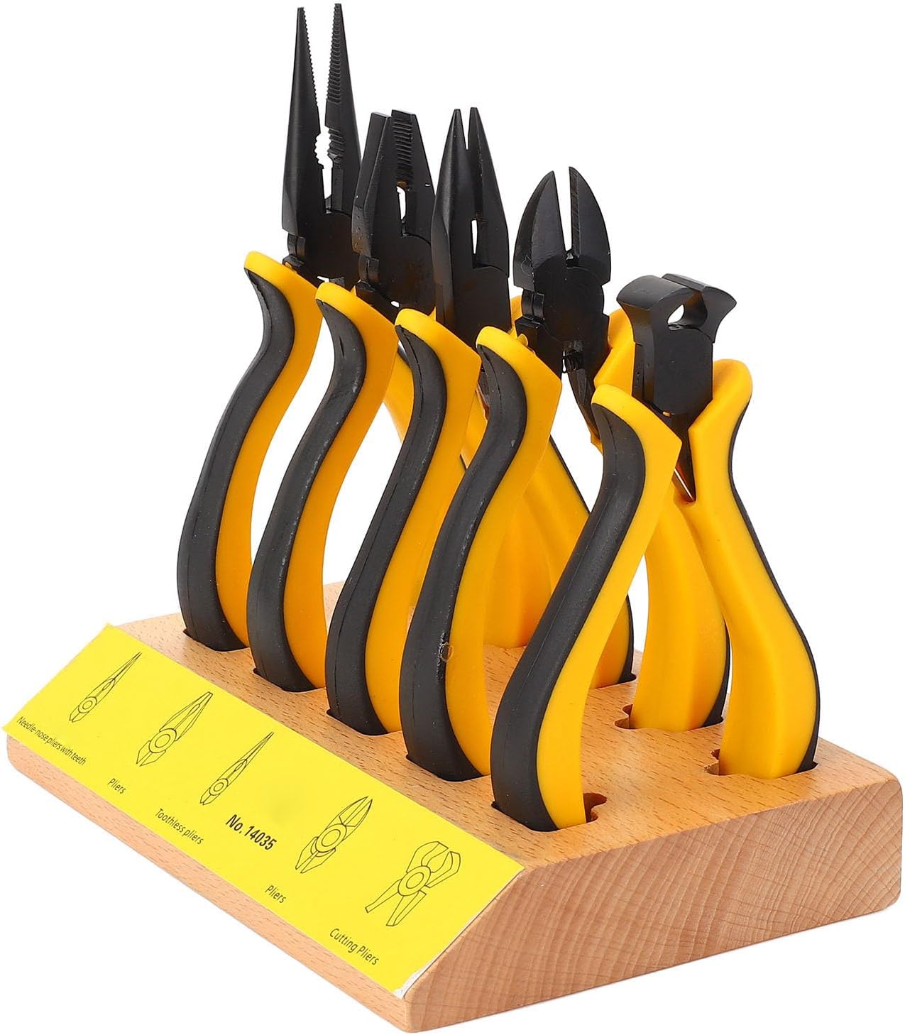 Jewelry Pliers Set Alloy Steel and Rubber 4 Inch, Earring Craft Making Pliers Kit with Wooden Base - Fine Tool, Comfortable Grip, Ideal for Jewelry Making and Repair